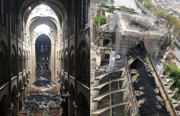 Malgré les voûtes effondrées et la flèche brisée, le grand corps de la cathédrale a pu être sauvé