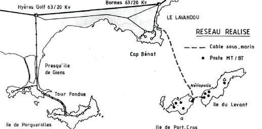 Le réseau d’alimentation de l’île du Levant, Source : F. Capoulade –