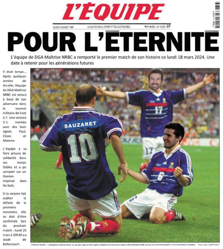 Message à tout le personnel au lendemain d’un exploit sans précédent de l’équipe de futsal (crédits : IETA Paul Héry)